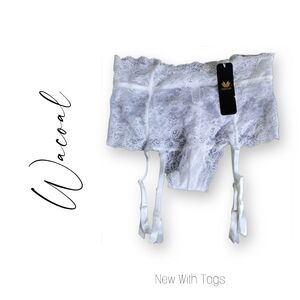 NWT Wacoal White Lace Panty with Garter Straps